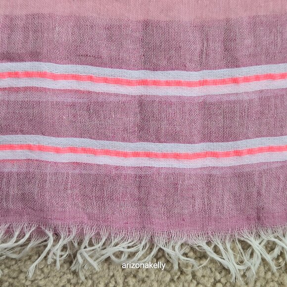 Oska Linen & Cotton Scarf Pink & White - Picture 2 of 13